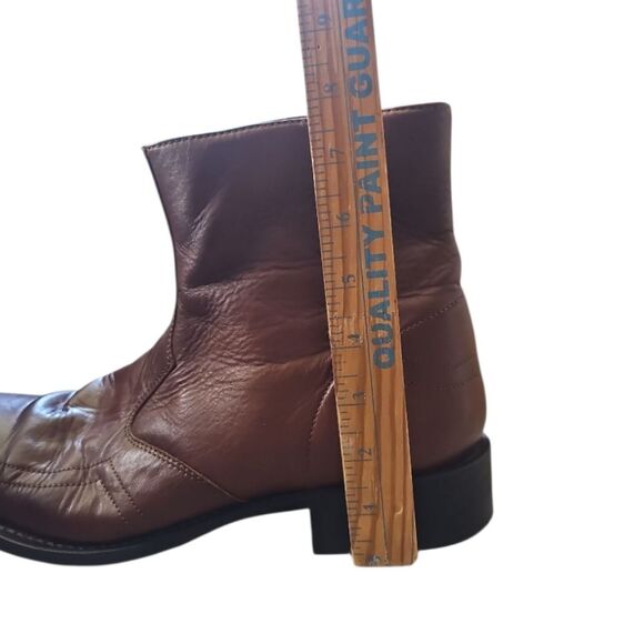 Laredo Leather Boots Sz 11 Classic Brown Western Boots Zip Closure Cowboy Rodeo - Picture 15 of 16